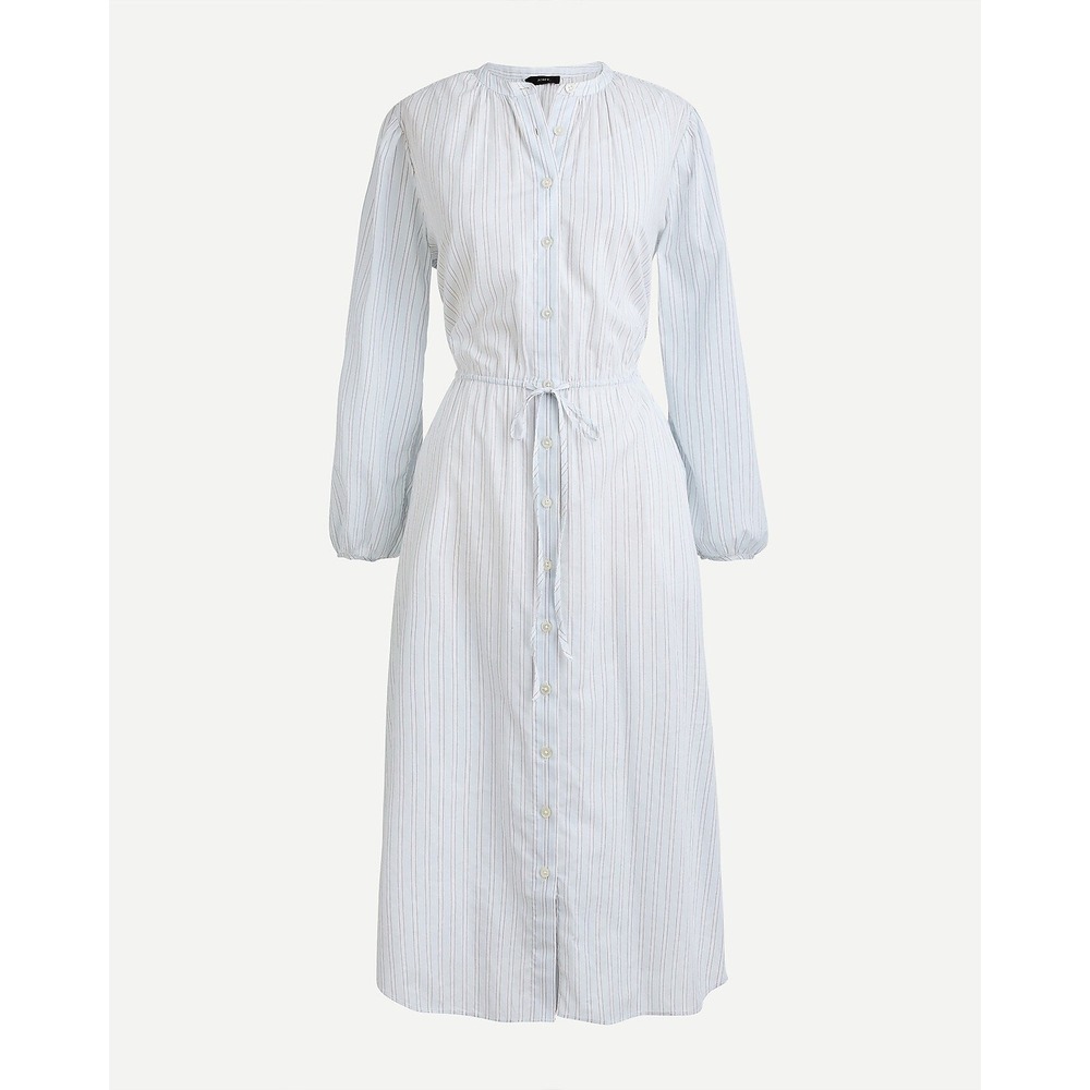 NWT J.Crew Tie Waist Cotton Voile Midi Dress in Deck Stripe Size 00 Coastal‎